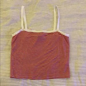 Forever 21 Red and White Striped Cropped Tank Top